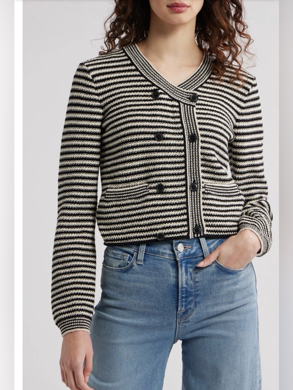 Frame The Court Double Breasted Cardigan Medium B08